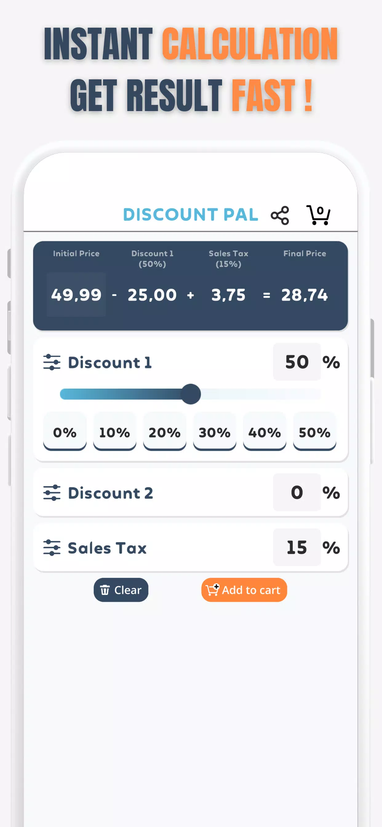 Percent Off Shoping Calculator Screenshot 0