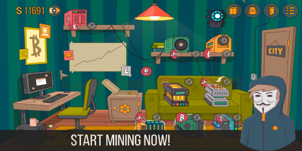 Bitcoin miner: Idle Simulator स्क्रीनशॉट 0