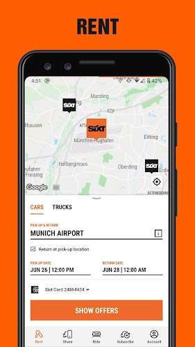 SIXT rent. share. ride. plus. Schermafbeelding 1