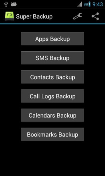 Super Backup: SMS y contactos Captura de pantalla 2