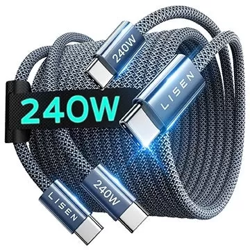 리센(Lisen) 6.6피트 240W USB 타입-C 케이블 2개 묶음, 단돈 $5.30에 구매하기