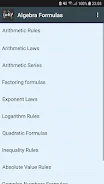 Math Formulas Algebra Captura de tela 0