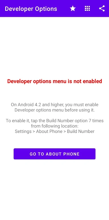 Developer Options Ekran Görüntüsü 1