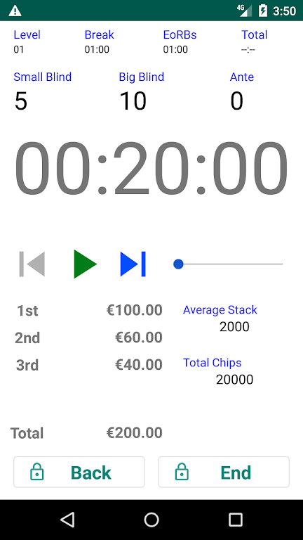 Easy Poker Tournament Timer ภาพหน้าจอ 1