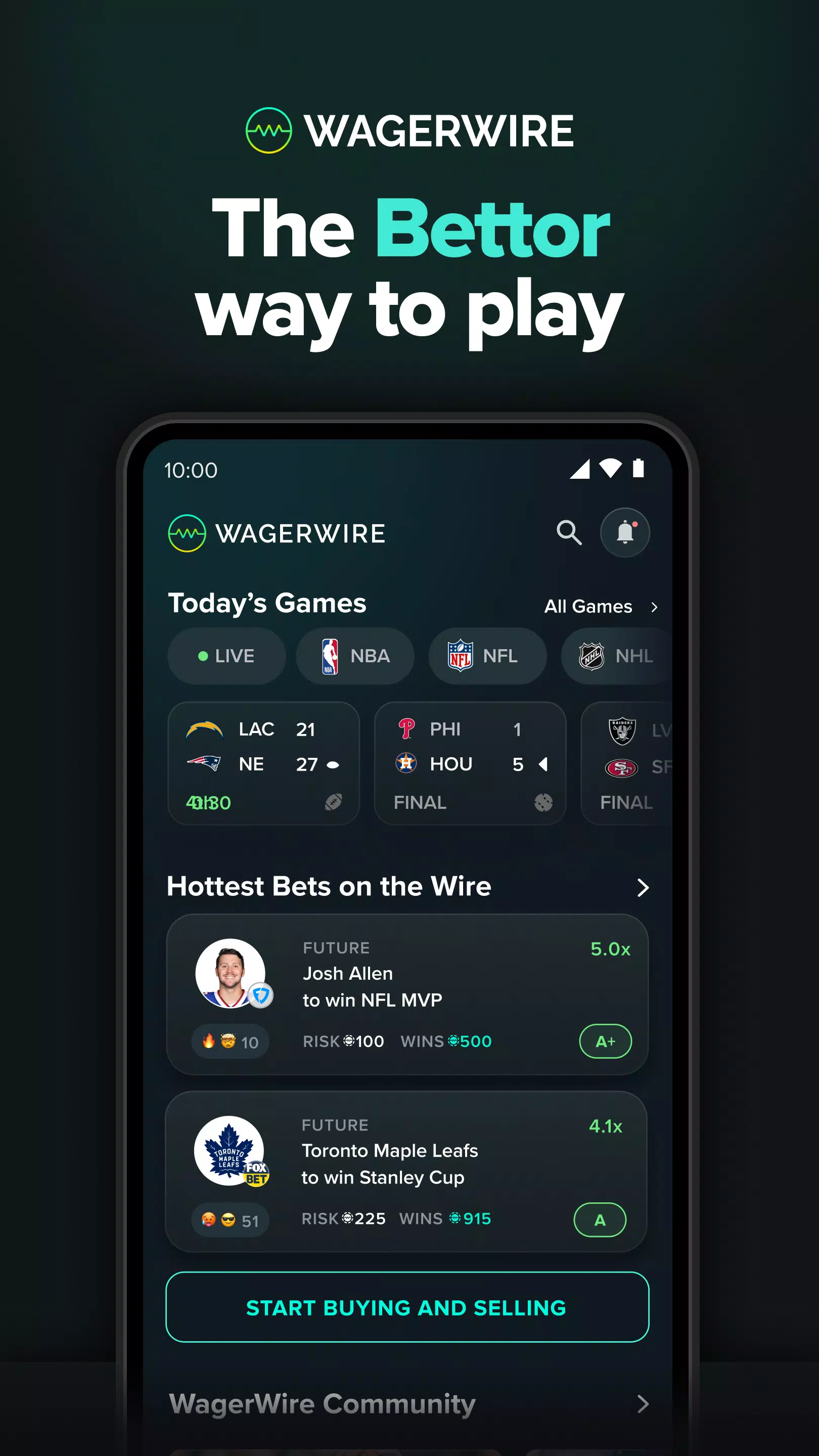 WagerWire ဖန်သားပြင်ဓာတ်ပုံ 0