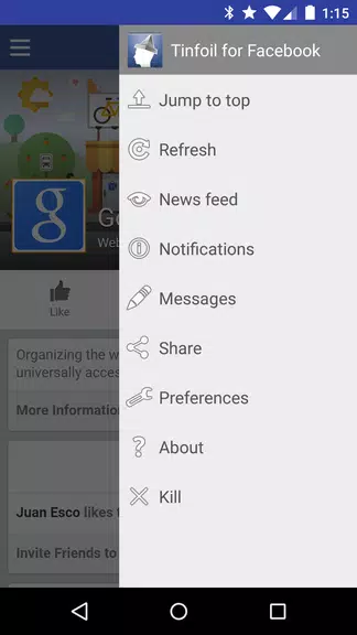 Schermata Tinfoil for Facebook 1