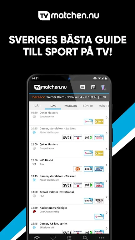 TVmatchen.nu - sport på TV ภาพหน้าจอ 0