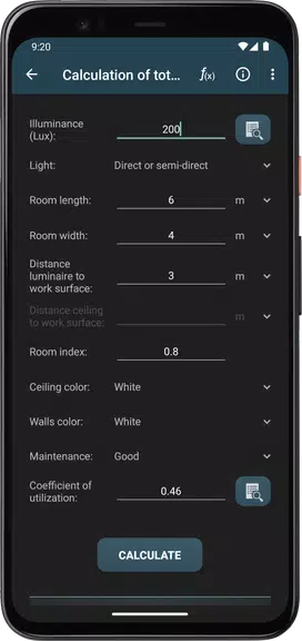 Lighting Calculations Screenshot 1