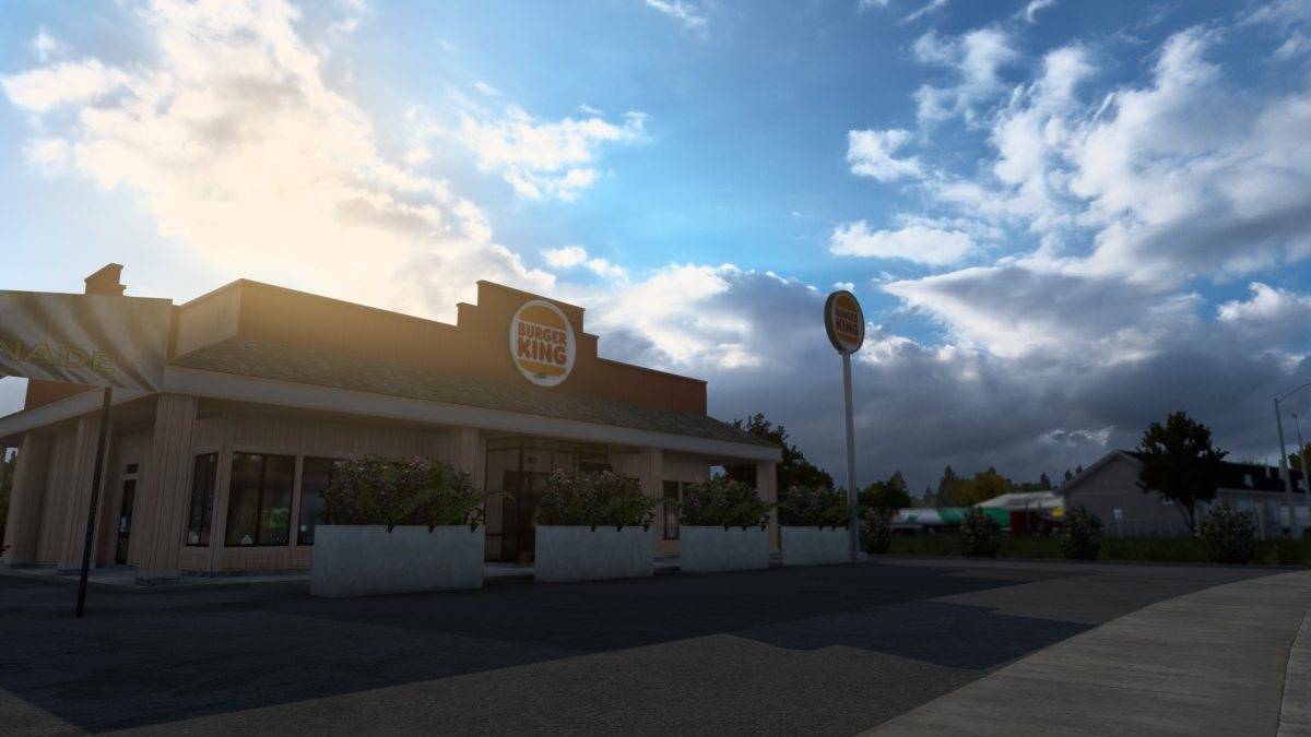 Un restaurante Burger King modificado en American Truck Simulator.