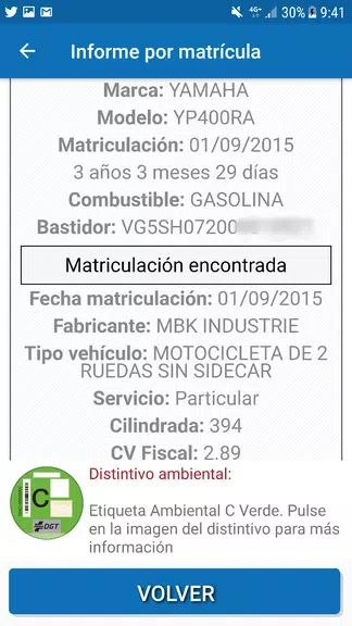 InfovehículoConsultarMatrícula Screenshot 2