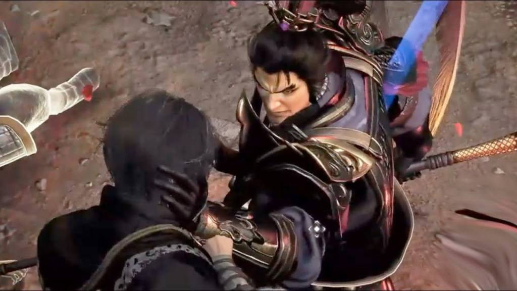 Lu Bu grabbing the Wanderer in Dynasty Warriors: Origins