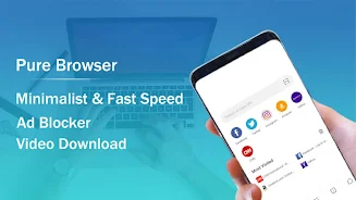 Pure Web Browser-Ad Blocker ဖန်သားပြင်ဓာတ်ပုံ 0