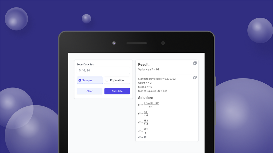 Variance Calculator ภาพหน้าจอ 1