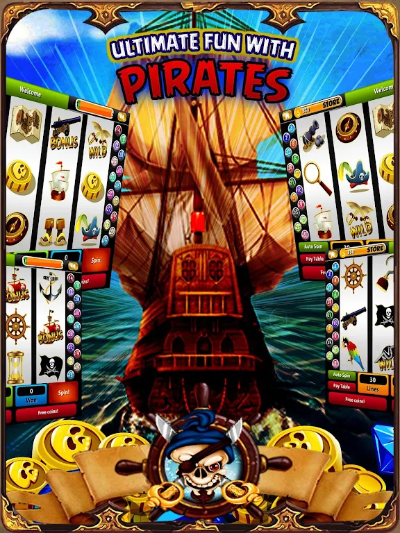 Pirate Treasure Mega Slots Скриншот 2