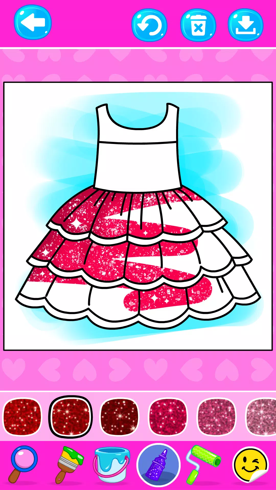 Girls Glitter Dress Coloring Capture d'écran 1