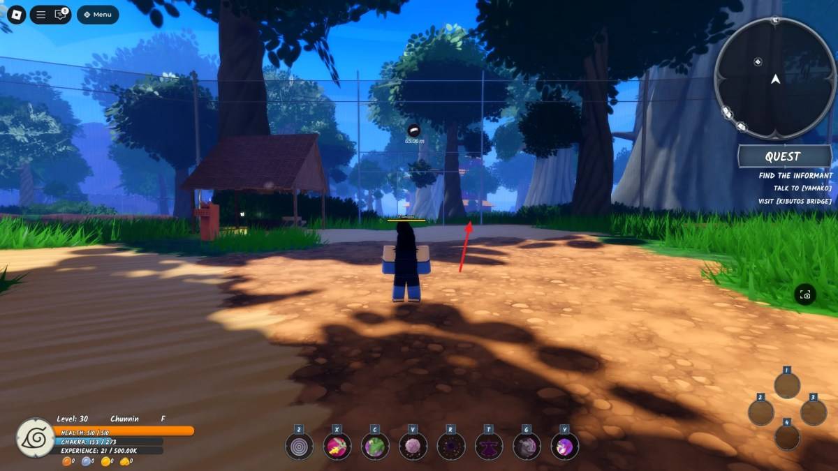 Lage des Eingangs zum toten Wald in Ninja Time Roblox Experience