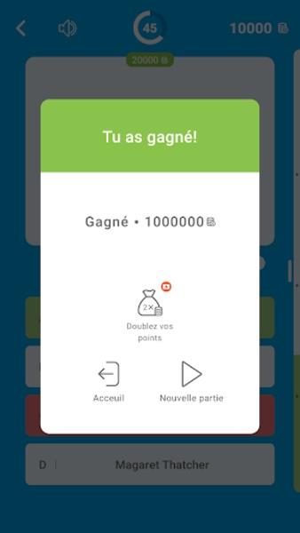 Millions Quiz - Français ဖန်သားပြင်ဓာတ်ပုံ 1