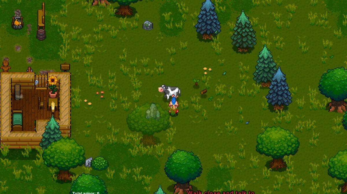 A cow in Necesse, ready for breeding.