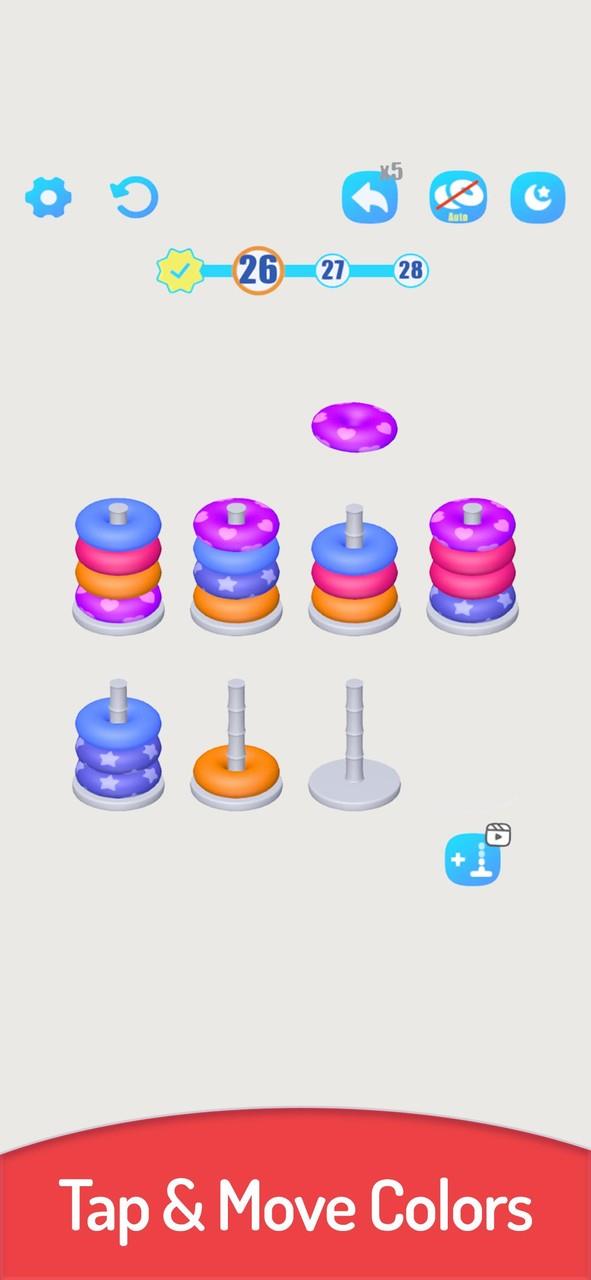 3D Color Sort Hoop Stack स्क्रीनशॉट 0