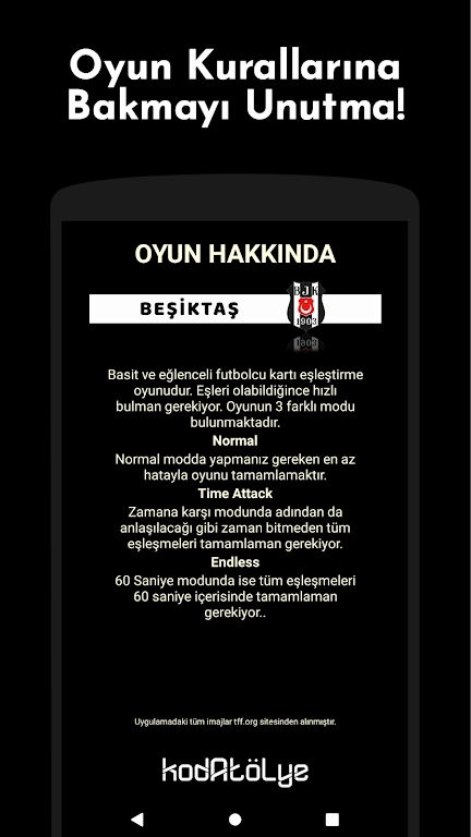 Beşiktaş Futbolcu Kart Eşleştirme Oyunu スクリーンショット 3