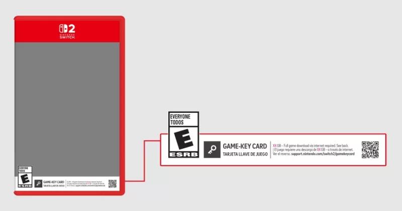 Nintendo Switch 2 karty do gier: niektóre do pobierania tylko kluczy do pobrania