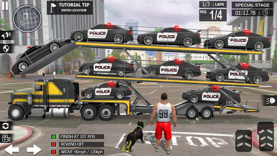 US police Cars Transport truck Captura de tela 3