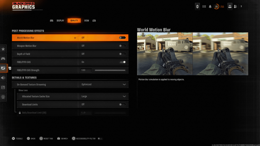 Image: Black Ops 6 Graphics Settings - Post Processing