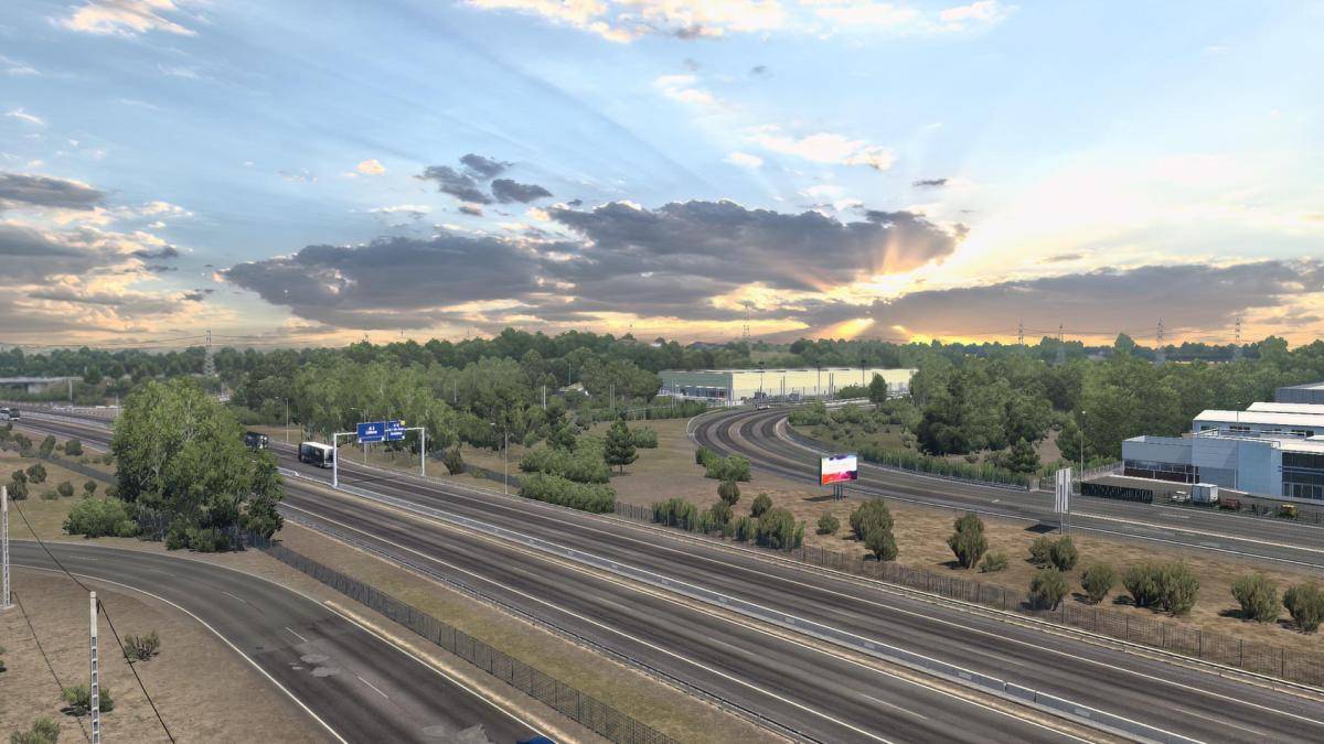 Sunlit motorway scene