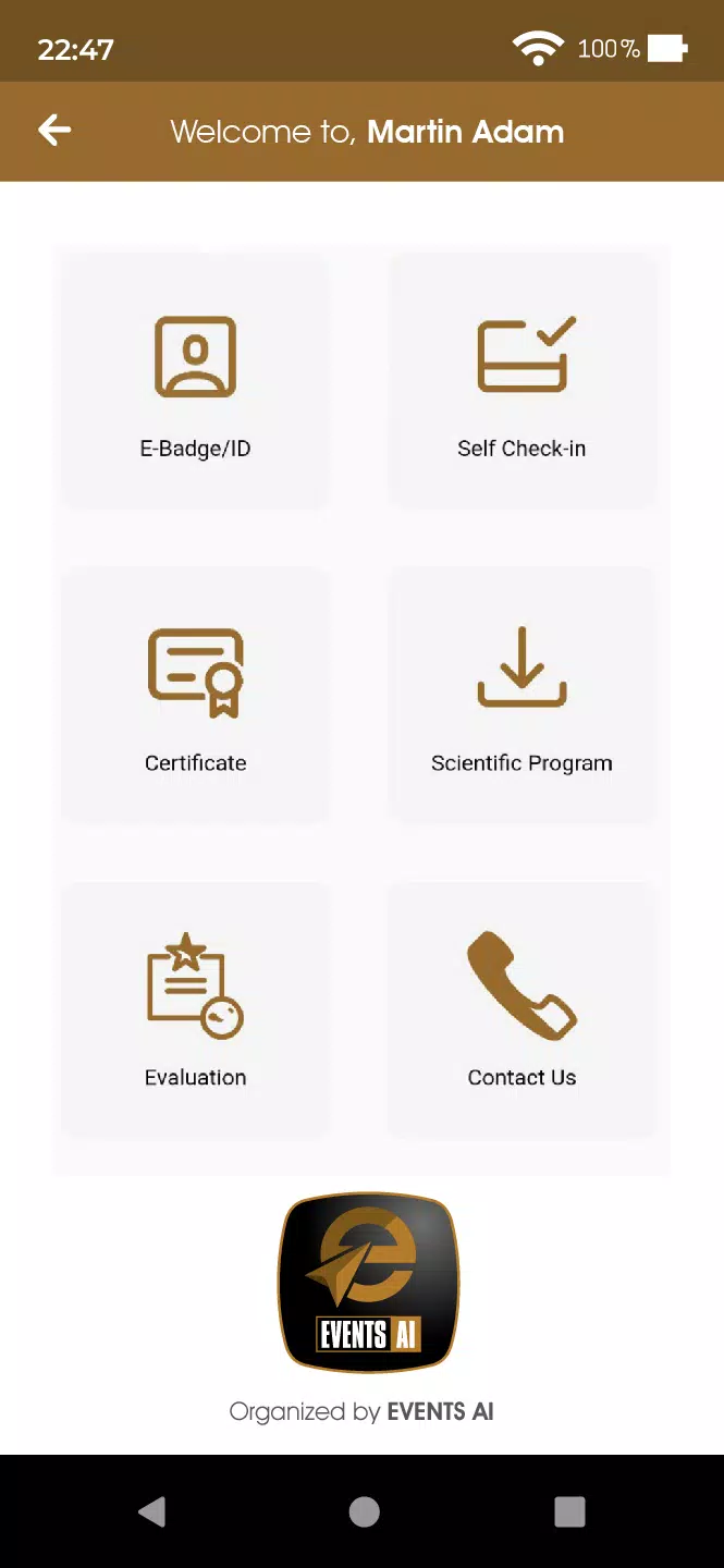 Schermata Events AI App 2