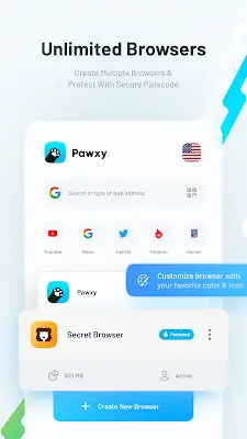 Pawxy - Fast VPN & Web Browser ဖန်သားပြင်ဓာတ်ပုံ 0