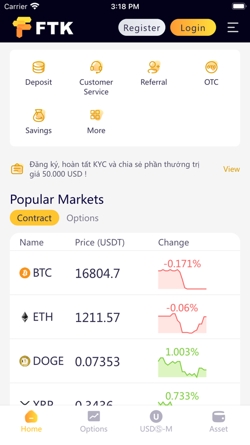 FTK Bitcoin & ETH Exchange Capture d'écran 1