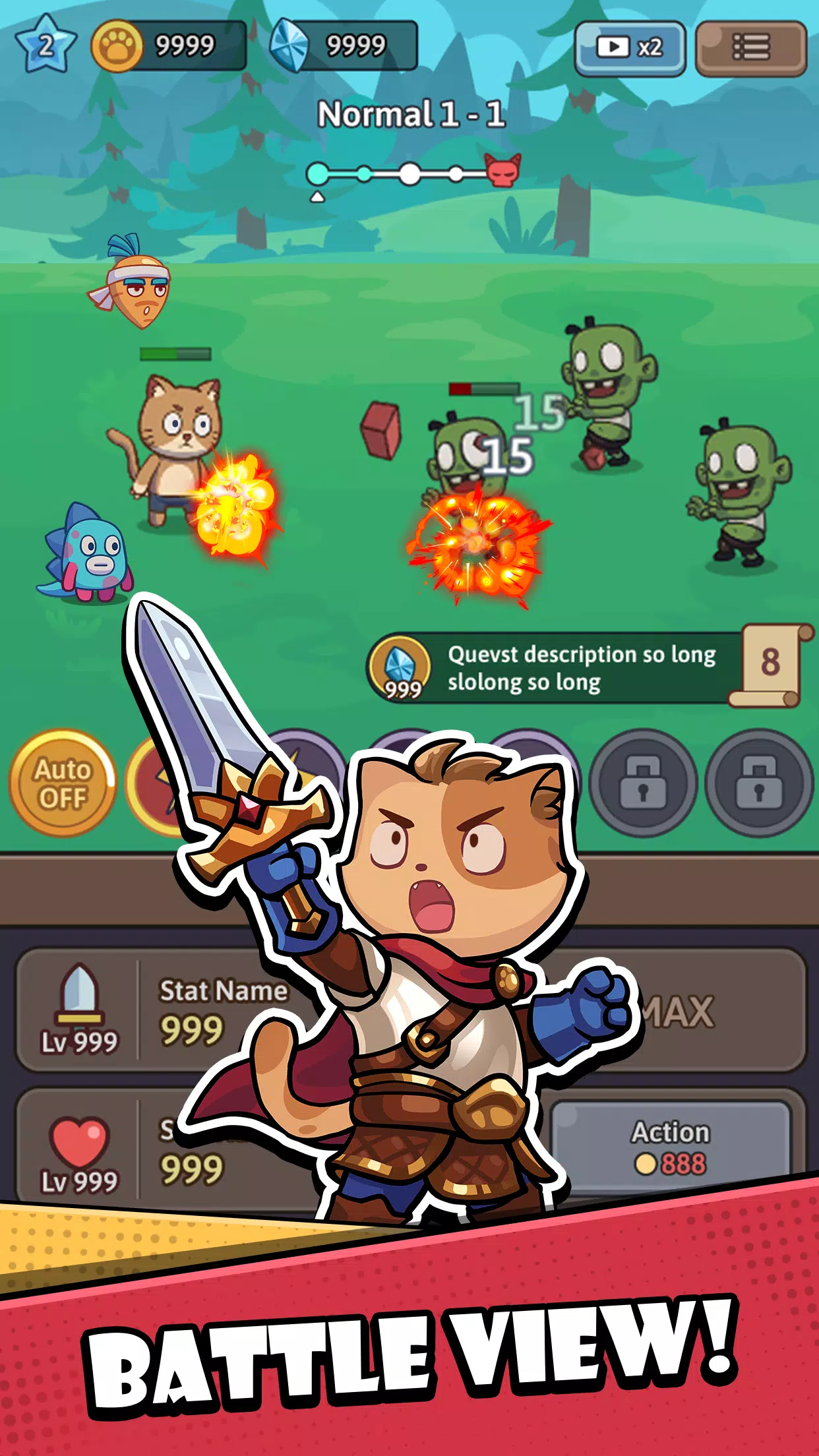 Cat Hero: Idle RPG War স্ক্রিনশট 0