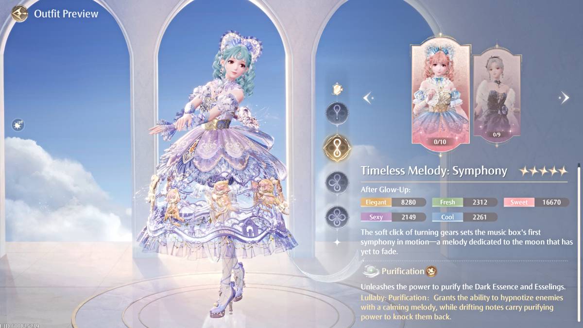 Melodia atemporal: roupa sinfonia no infinito nikki