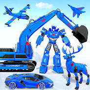 Snow Excavator Robot Car Games स्क्रीनशॉट 0