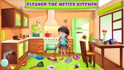 Kitchen Cleaning House Games Скриншот 1