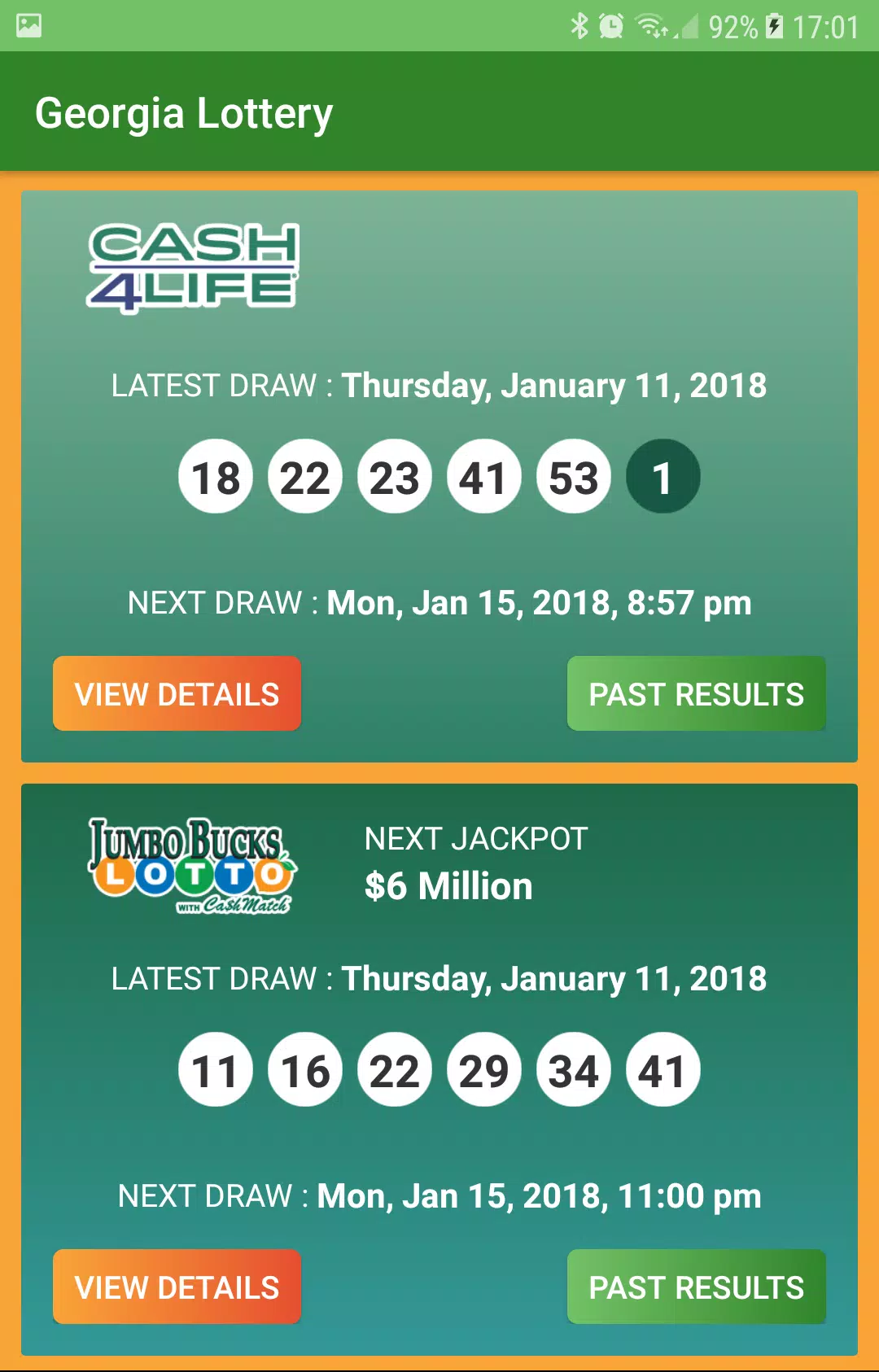 Georgia Lottery Results স্ক্রিনশট 1